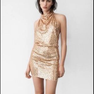 Zara gold sequin mini dress